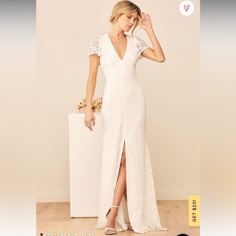 Your Hand in Mine White Lace Flutter Sleeve Maxi Dress